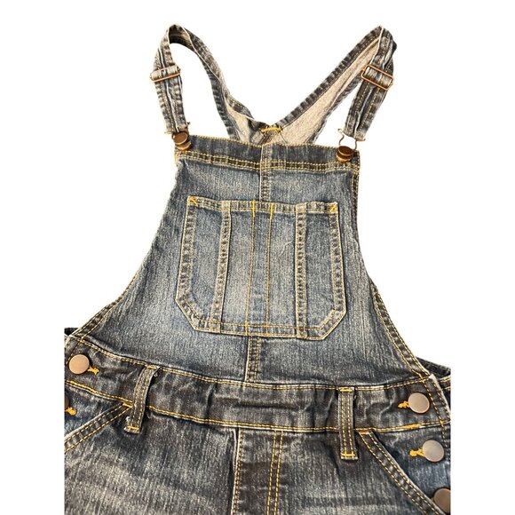 No Boundaries NOBO Denim Overalls Shortalls Cuffed Adjustable Straps Jeans Sz S - Picture 3 of 5